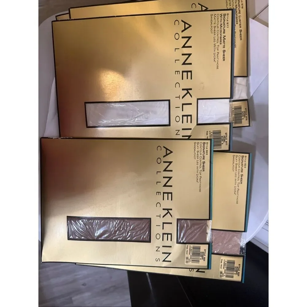 Lot Of 4 Anne Klein Women's Sheer Control Top Pantyhose Beige & Pearl Small NWT